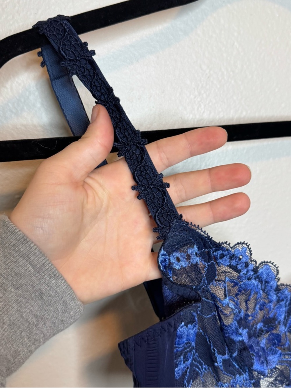 Simone Perele Lace Bra Navy Blue Floral Intimate - Picture 2 of 11